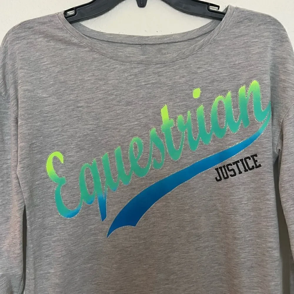JUSTICE Active Grey  Long Sleeve Top Girls Size 14